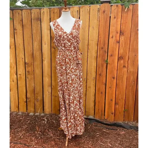 Cynthia Rowley Orange & White Floral Tied Waist Maxi Dress - Picture 6 of 12